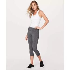 Lululemon Wunder Under Crop Luon Leggings Size 6 Heathered Grey